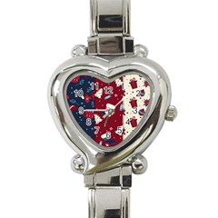 Flat Design Christmas Pattern Collection Art Heart Italian Charm Watch by Uceng