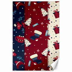 Flat Design Christmas Pattern Collection Art Canvas 24  X 36  by Uceng