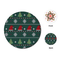 Beautiful Knitted Christmas Pattern Playing Cards Single Design (round) by Uceng