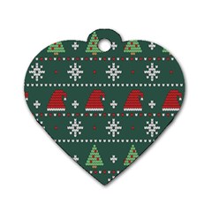 Beautiful Knitted Christmas Pattern Dog Tag Heart (one Side) by Uceng