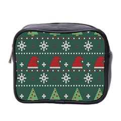 Beautiful Knitted Christmas Pattern Mini Toiletries Bag (two Sides) by Uceng