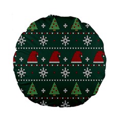 Beautiful Knitted Christmas Pattern Standard 15  Premium Flano Round Cushions by Uceng