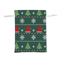 Beautiful Knitted Christmas Pattern Lightweight Drawstring Pouch (m)