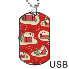 Christmas New Year Seamless Pattern Dog Tag Usb Flash (one Side) by Uceng