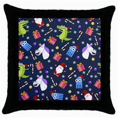 Colorful Funny Christmas Pattern Throw Pillow Case (black) by Uceng