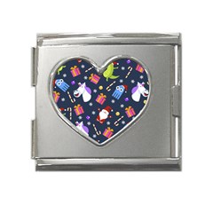 Colorful Funny Christmas Pattern Mega Link Heart Italian Charm (18mm) by Uceng