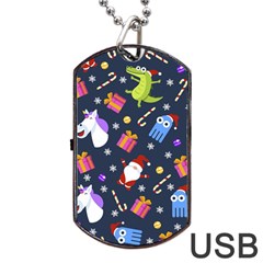 Colorful Funny Christmas Pattern Dog Tag Usb Flash (two Sides) by Uceng