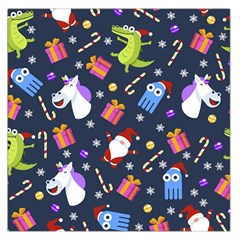 Colorful Funny Christmas Pattern Square Satin Scarf (36  X 36 ) by Uceng