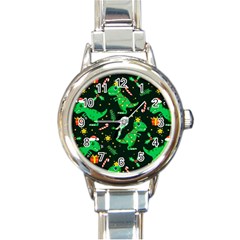 Christmas Funny Pattern Dinosaurs Round Italian Charm Watch