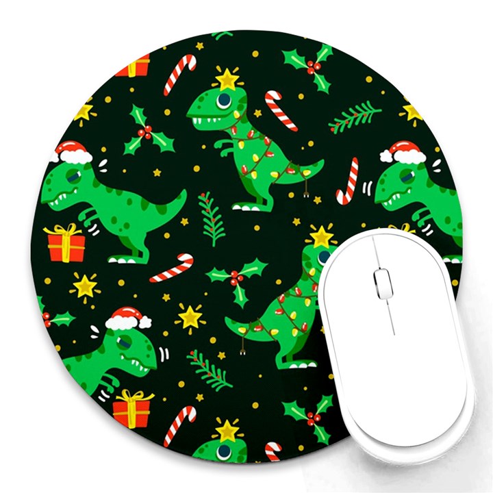 Christmas Funny Pattern Dinosaurs Round Mousepad