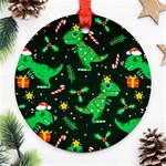 Christmas Funny Pattern Dinosaurs Ornament (Round) Front