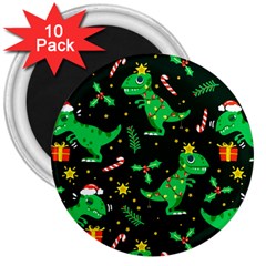 Christmas Funny Pattern Dinosaurs 3  Magnets (10 Pack)  by Uceng