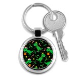 Christmas Funny Pattern Dinosaurs Key Chain (Round) Front