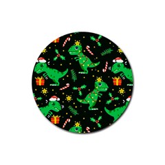 Christmas Funny Pattern Dinosaurs Rubber Coaster (round) by Uceng