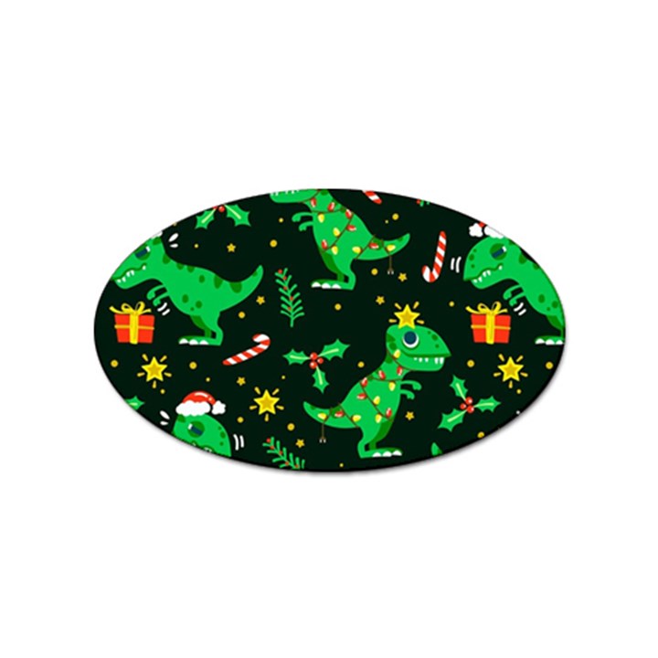 Christmas Funny Pattern Dinosaurs Sticker (Oval)