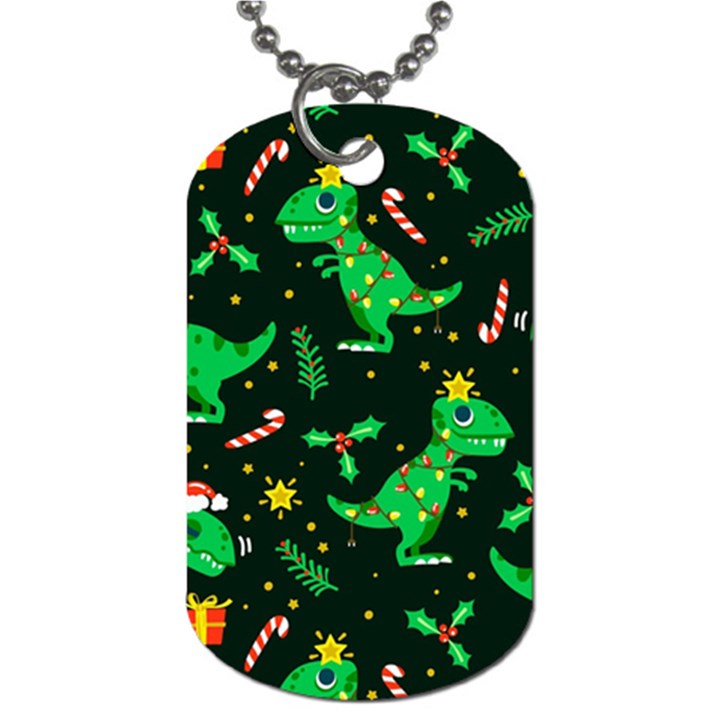 Christmas Funny Pattern Dinosaurs Dog Tag (One Side)