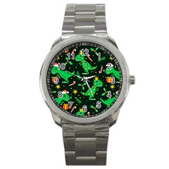 Christmas Funny Pattern Dinosaurs Sport Metal Watch