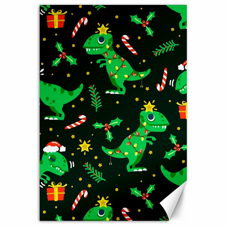 Christmas Funny Pattern Dinosaurs Canvas 12  x 18 