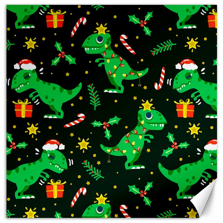 Christmas Funny Pattern Dinosaurs Canvas 16  x 16 