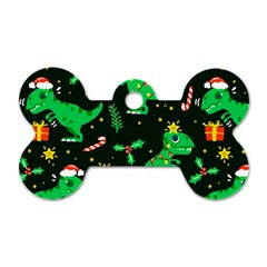 Christmas Funny Pattern Dinosaurs Dog Tag Bone (Two Sides)