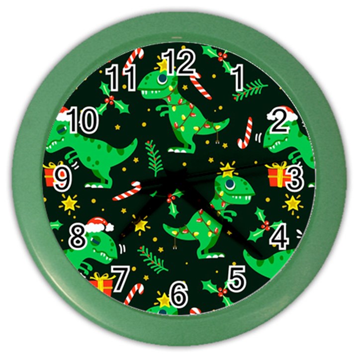 Christmas Funny Pattern Dinosaurs Color Wall Clock