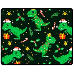 Christmas Funny Pattern Dinosaurs Fleece Blanket (medium) by Uceng