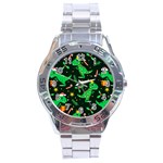 Christmas Funny Pattern Dinosaurs Stainless Steel Analogue Watch Front