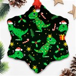 Christmas Funny Pattern Dinosaurs Snowflake Ornament (Two Sides) Front