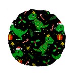 Christmas Funny Pattern Dinosaurs Standard 15  Premium Round Cushions Front