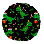 Christmas Funny Pattern Dinosaurs Large 18  Premium Round Cushions Front