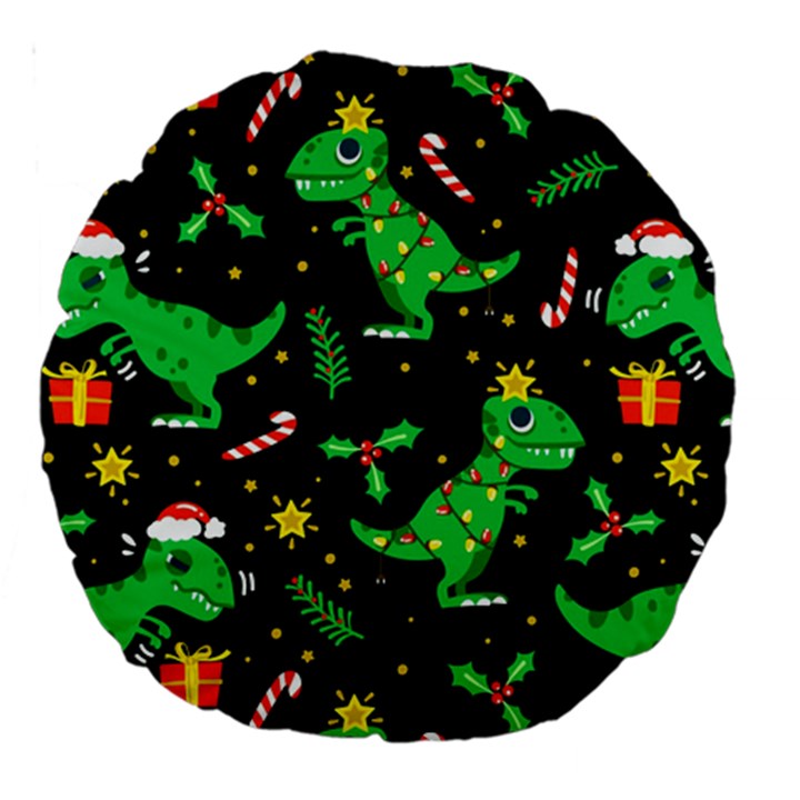 Christmas Funny Pattern Dinosaurs Large 18  Premium Round Cushions