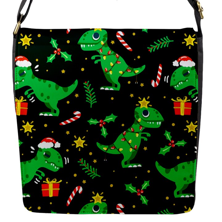 Christmas Funny Pattern Dinosaurs Flap Closure Messenger Bag (S)