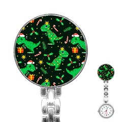 Christmas Funny Pattern Dinosaurs Stainless Steel Nurses Watch