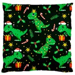 Christmas Funny Pattern Dinosaurs Large Flano Cushion Case (Two Sides) Front