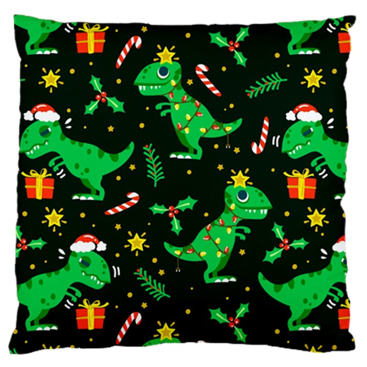 Christmas Funny Pattern Dinosaurs Large Flano Cushion Case (Two Sides)