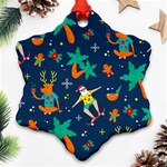 Colorful Funny Christmas Pattern Snowflake Ornament (Two Sides) Front