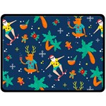 Colorful Funny Christmas Pattern Double Sided Fleece Blanket (Large) 80 x60  Blanket Front