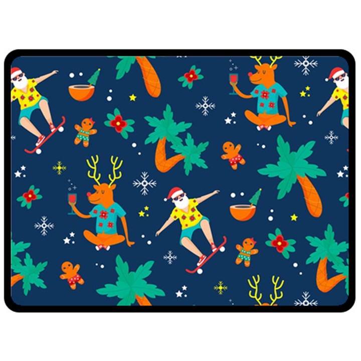 Colorful Funny Christmas Pattern Double Sided Fleece Blanket (Large)