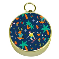 Colorful Funny Christmas Pattern Gold Compasses by Uceng