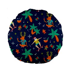 Colorful Funny Christmas Pattern Standard 15  Premium Flano Round Cushions by Uceng