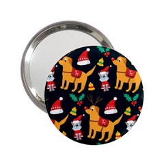 Funny Christmas Pattern Background 2 25  Handbag Mirrors by Uceng