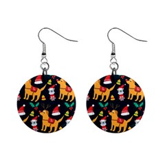 Funny Christmas Pattern Background Mini Button Earrings by Uceng