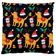 Funny Christmas Pattern Background Large Flano Cushion Case (two Sides)