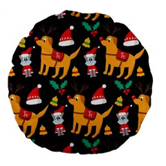 Funny Christmas Pattern Background Large 18  Premium Flano Round Cushions