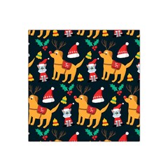 Funny Christmas Pattern Background Satin Bandana Scarf 22  X 22  by Uceng