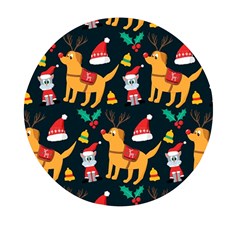 Funny Christmas Pattern Background Mini Round Pill Box by Uceng