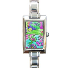 Colorful Stylish Design Rectangle Italian Charm Watch by gasi