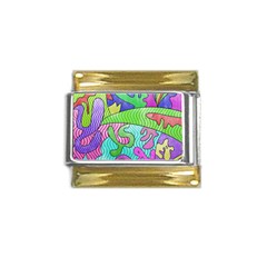 Colorful Stylish Design Gold Trim Italian Charm (9mm)