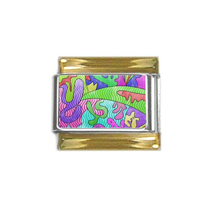 Colorful stylish design Gold Trim Italian Charm (9mm)