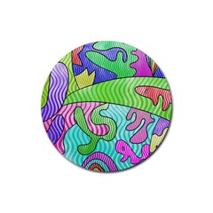 Colorful Stylish Design Rubber Round Coaster (4 Pack) by gasi